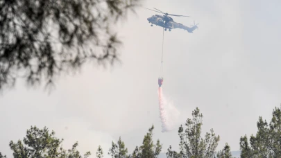 Bornova Yakaköy'de yangınla mücadele sürüyor