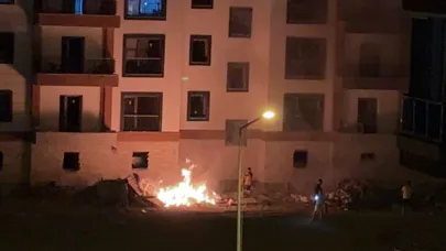TOKİ şantiyesinde yangın paniği.