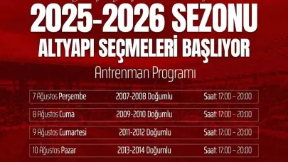 Elazığspor altyapı seçmeleri başlıyor
