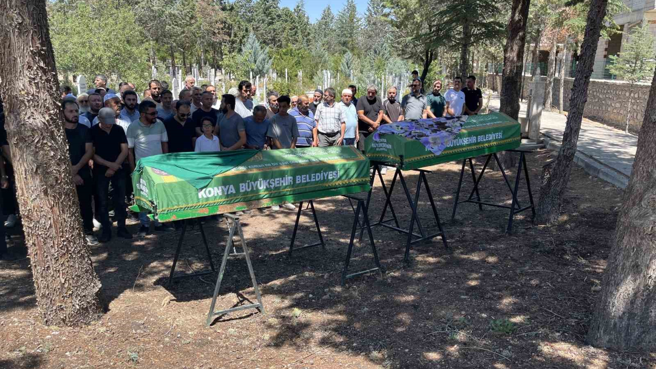 Konya’da derede boğulan kız kardeşlere acı veda