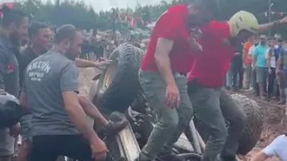 Off-Road yarışlarında yürekleri ağza getiren kaza