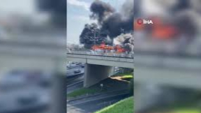 Sultangazi’de servis otobüsü alevlere teslim oldu