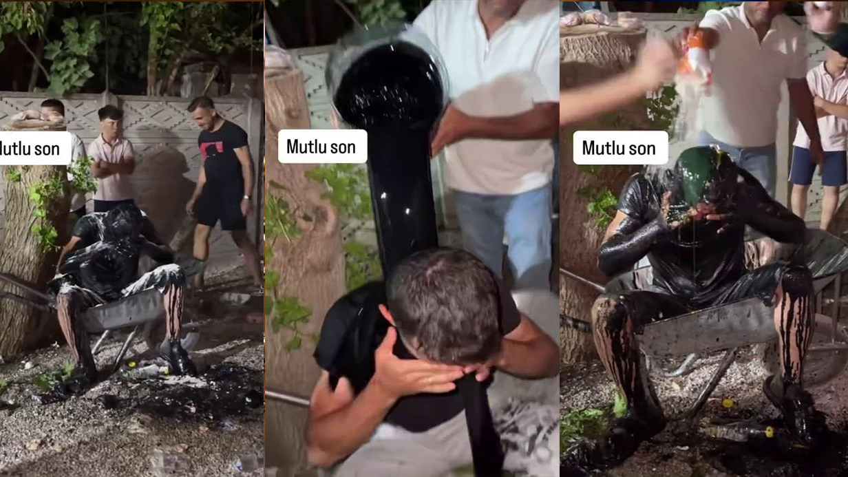 Gelenek değil, eziyet: Damadın üstüne motor yağı döktüler