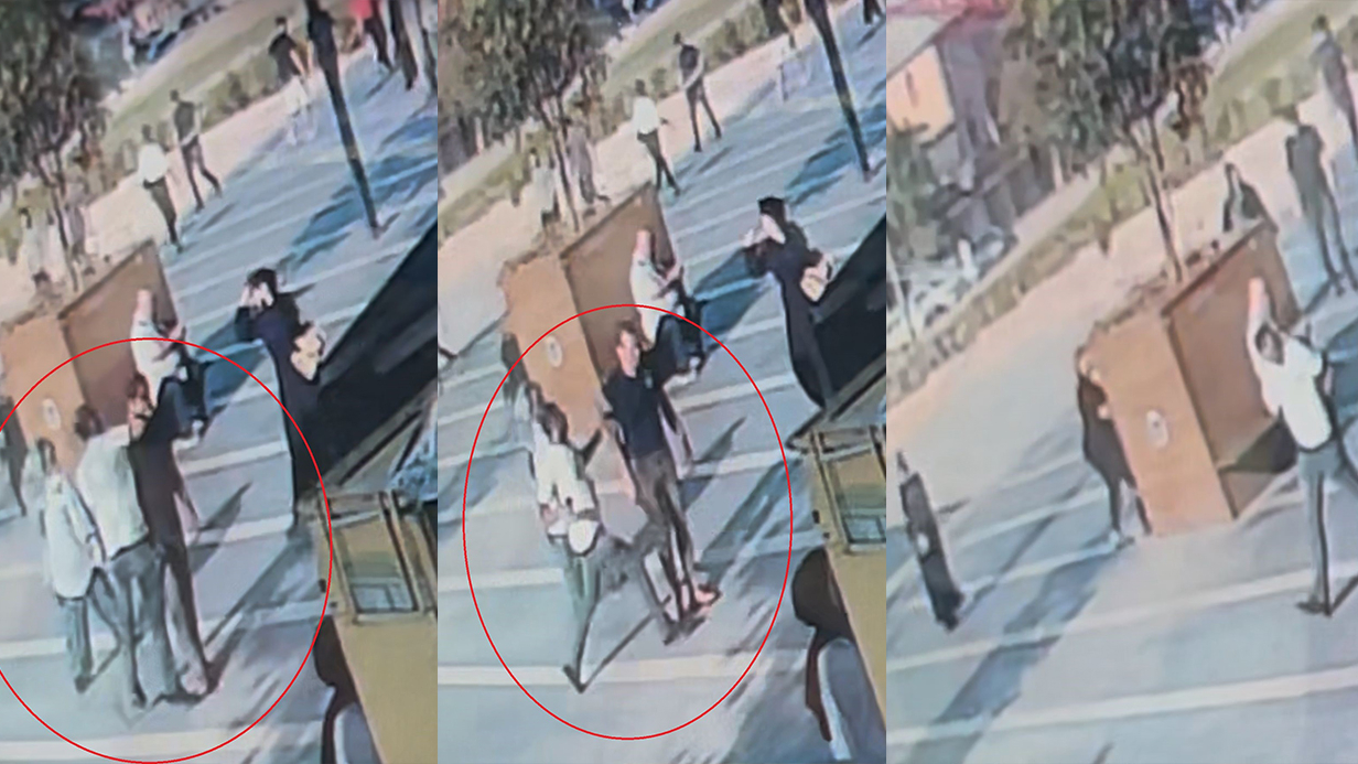 Bıçakla geldi tek yumrukta yere serdi...O anlar kamerada