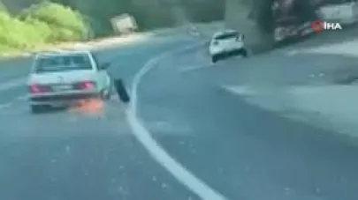 Seyir halindeyken tekeri koptu, facianın eşiğinden dönüldü: O anlar kamerada
