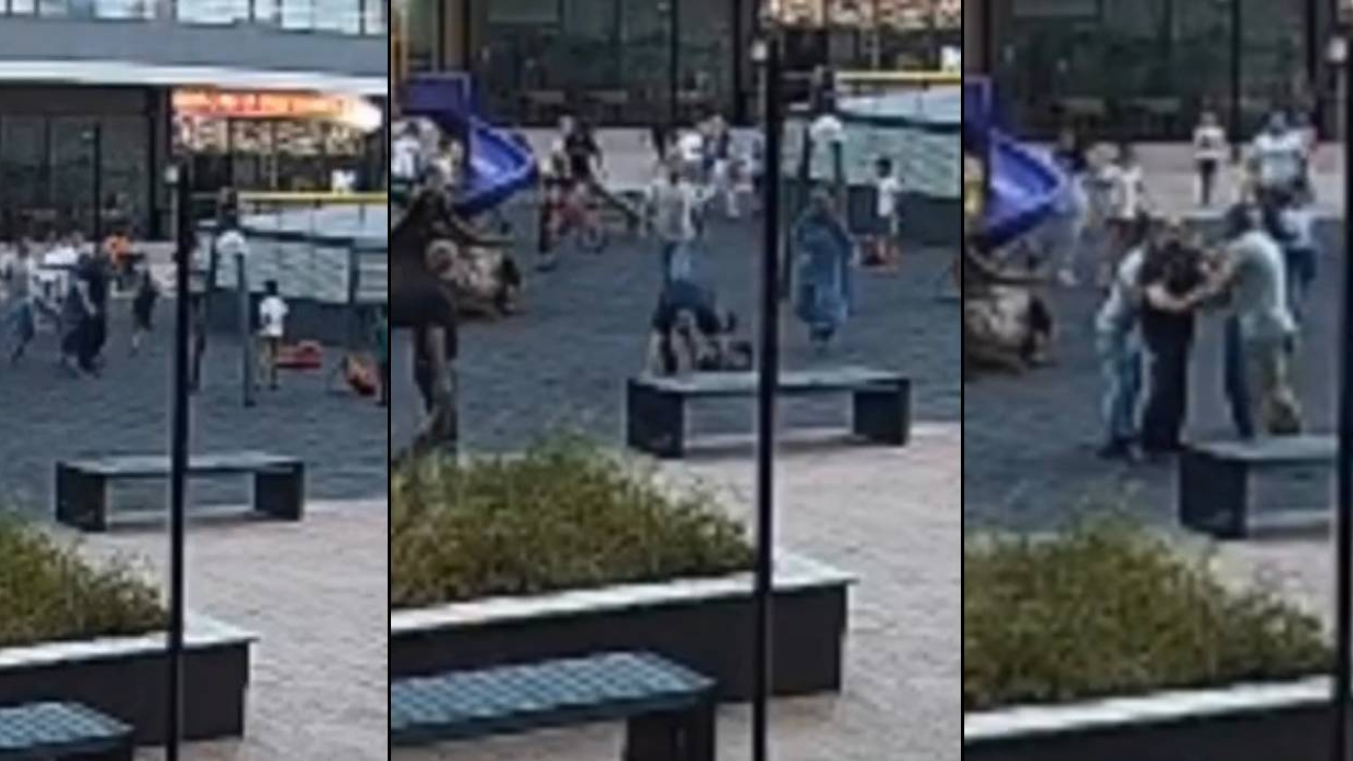 Parkta oynayan çocukları yerden yere vurdu