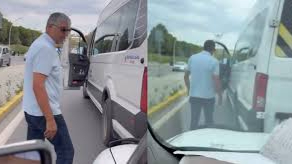 Trafikte servis şoföründen sürücüye tehdit: &quot;Nefesini keserim&quot;