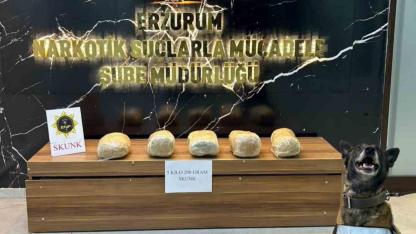 Erzurum’da 5 kilo 200 gram skunk maddesi ele geçirildi