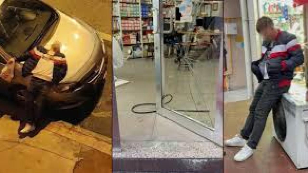 Kapı camını kırıp girdiği avizeci dükkanında uyuya kaldı