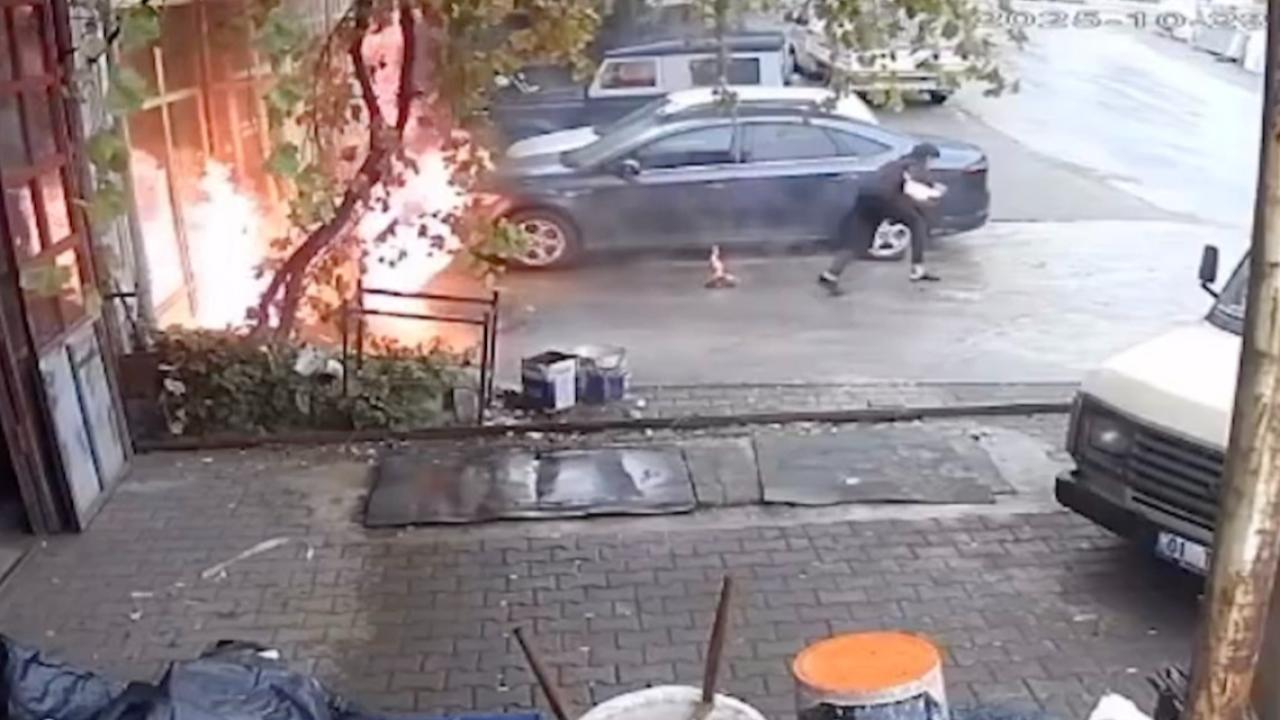 Oto tamirhanesinde dehşet anları
