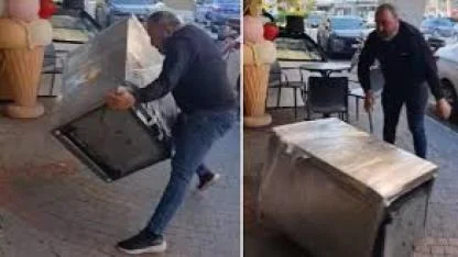 Satın aldığı bulaşık makinesi teşhir ürünü çıkınca mağazanın önüne attı