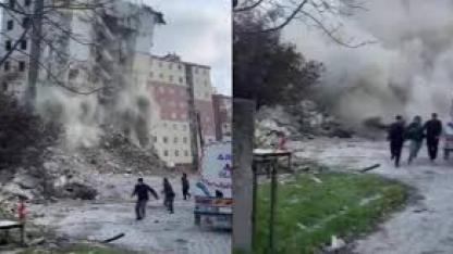 Bina yıkım sırasında kısmen çöktü, çocuklar son anda kurtuldu