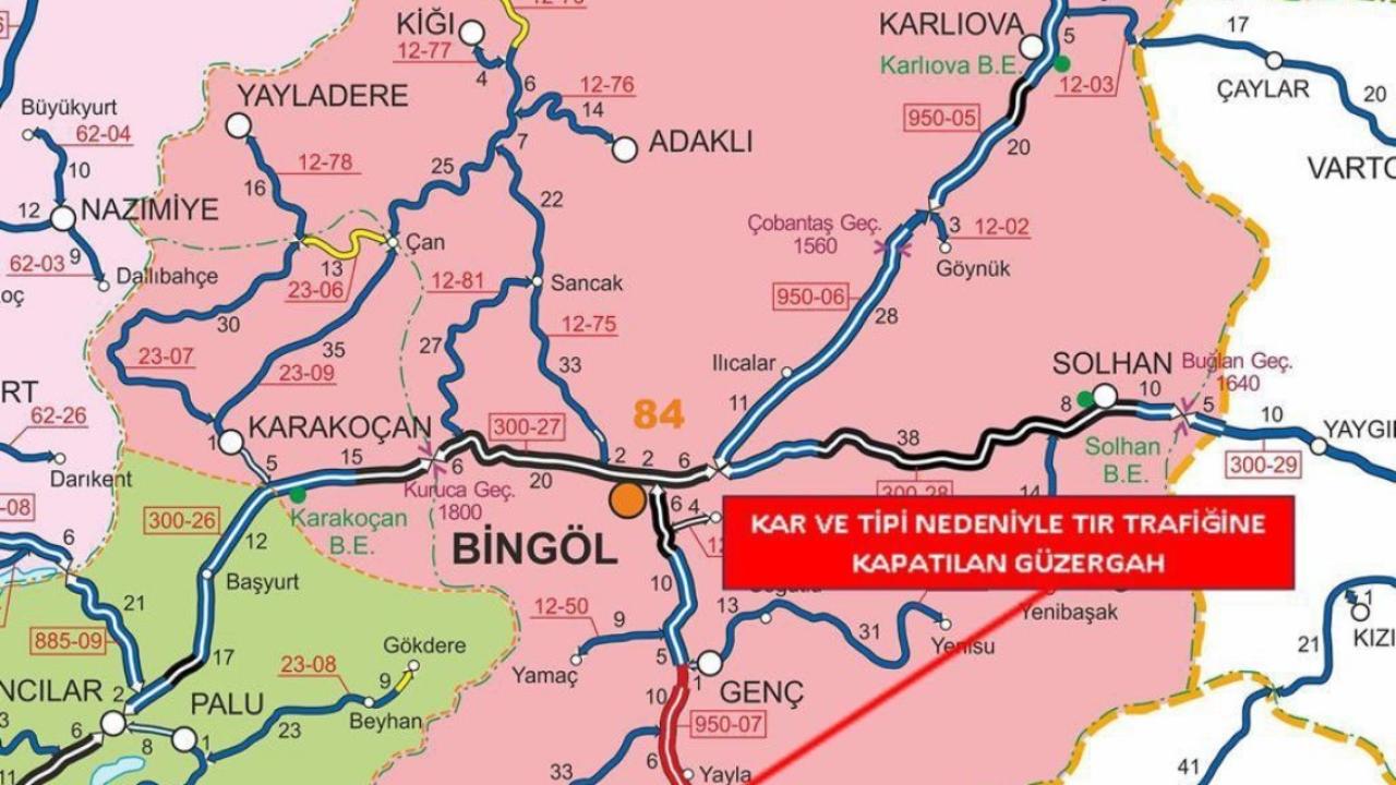 Bingöl-Diyarbakır yolu tır trafiğine kapatıldı