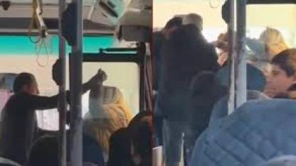 Şoför ve kadın yolcu birbirlerine saldırdı