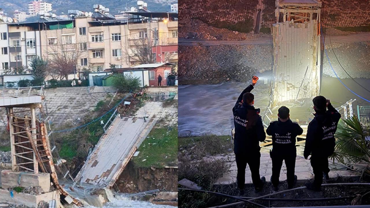 Asi Nehri üzerindeki yaya köprüsü çöktü