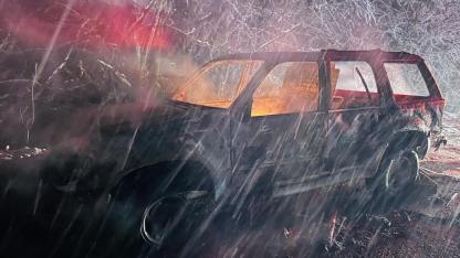 Bursa’da alev alev yanan cip hurdaya döndü