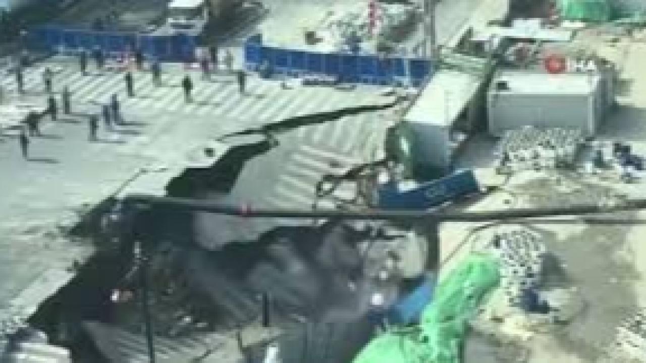 Çin'de metro inşaatı sırasında yol çöktü, dev çukur oluştu