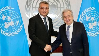 KKTC Cumhurbaşkanı Erhürman, BM Genel Sekreteri Guterres ile bir araya geldi