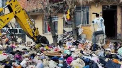 Kötü koku ihbarıyla gidilen evden 30 ton çöp çıktı