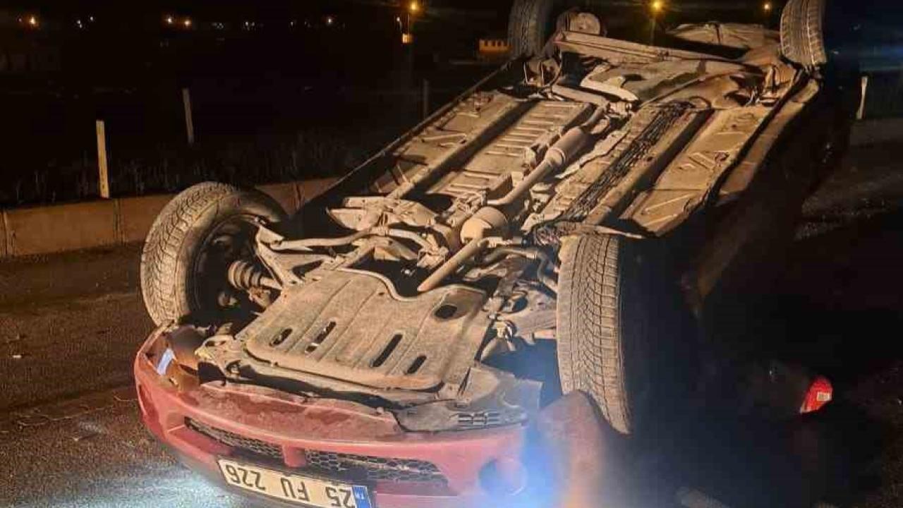 Aşkale’de korkutan kaza: Direksiyon hakimiyetini kaybeden otomobil karşı şeride uçtu