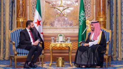 Suriye Devlet Başkanı eş-Şara, Suudi Arabistan Veliaht Prensi Selman ile görüştü