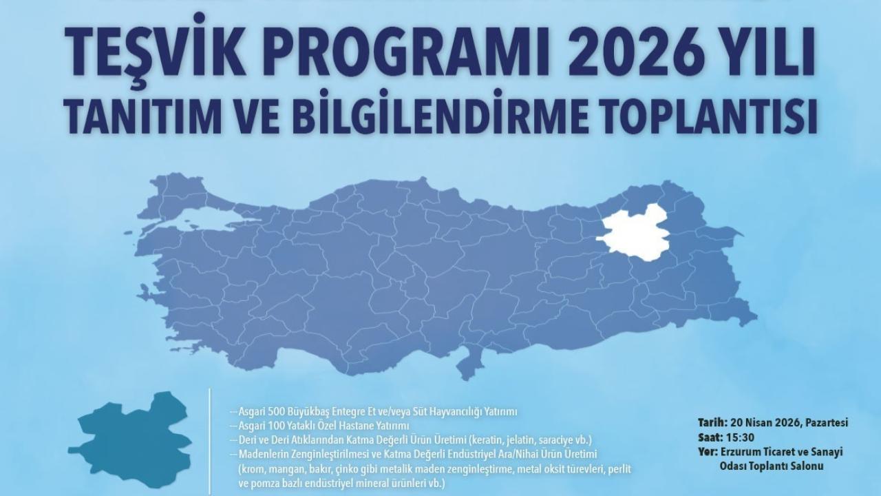 Yerel kalkınma hamlesi teşvik programı Erzurum’da tanıtılacak