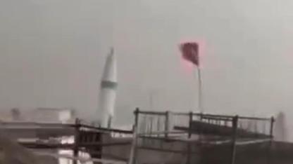 Fırtınada minarenin yıkılma anı kamerada