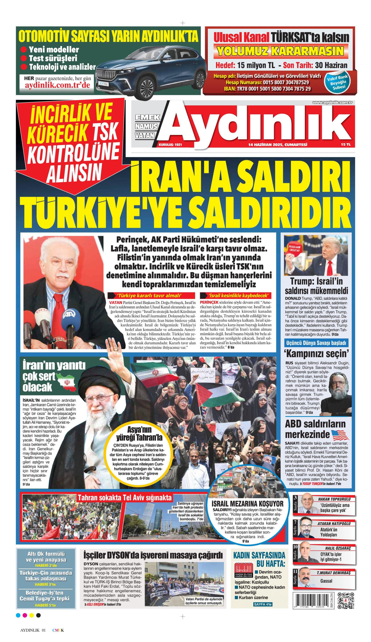 AYDINLIK GAZETESİ Gazete Manşeti