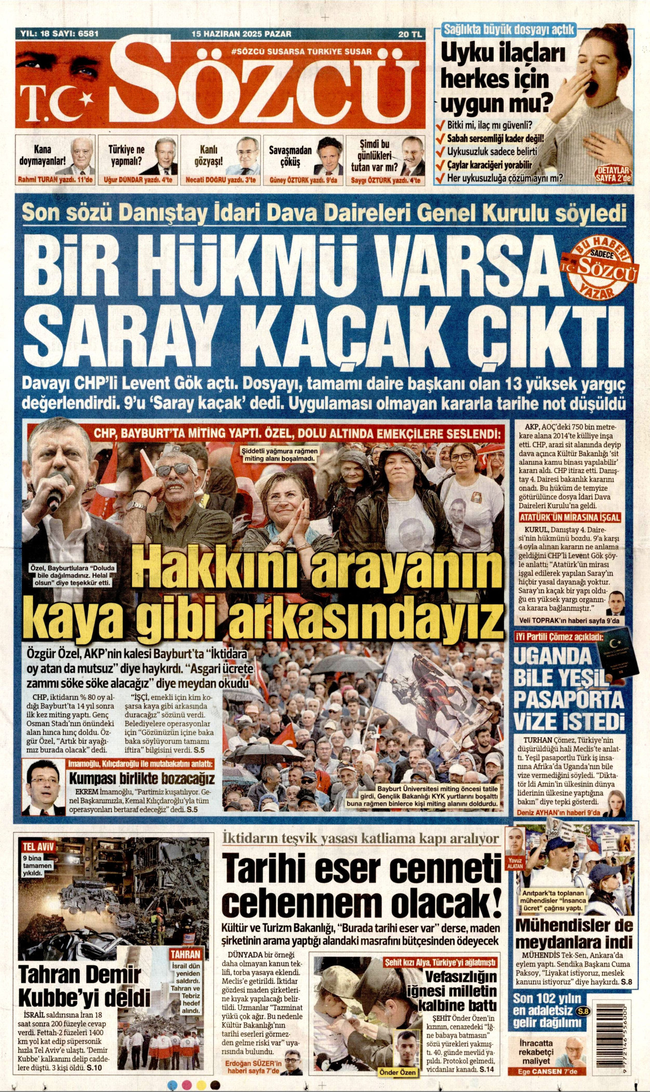 SÖZCÜ Gazete Manşeti